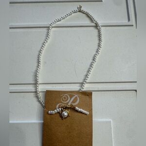 Plunder NEW Faux Pearl Necklace Gold Pearl Pendant
